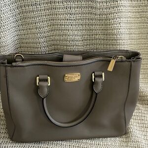 Michael Kors Gray Taupe Tote Bag with Gold Accents